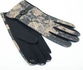 Zwart / bruin gemeleerde handschoen met gesp als detail