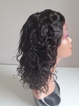 Braziliaanse Remy pruik 30 inch natuurlijk zwart golf echt menselijke haren -real human hair 4x4 lace closure pruik