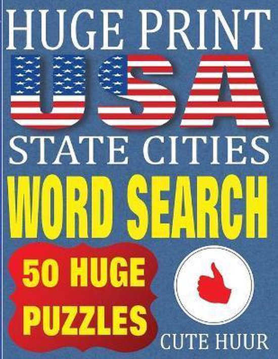 Huge Extra Large Print Word Search- Huge Print USA State Cities Word ...