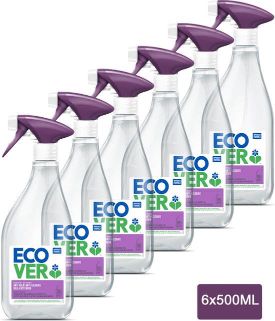 Ecover Kalkreiniger Badkamer Spray 6 x 500 ml Voordeelverpakking - Verwijdert Kalkaanslag - Ecologisch - Bessen & Basilicum Geur