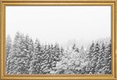 JUNIQE - Poster met houten lijst Winter In the Mountains -40x60 /Grijs