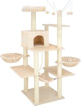 Vocoil® Kattentoren Met Manden & Huisje - Toren Voor Katten - Kat Krabpaal - Mandjes - Speelgoed - Vezel - Polyester