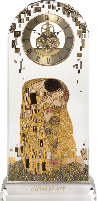 Goebel® - Gustav Klimt | Tafel Klok "De Kus" | Glas, 32cm, met echt goud