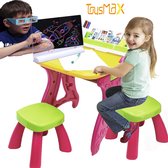 Toys Max Kindertafel met Stoeltje- Tekentafel Kinderen - Speeltafel - Knutseltafel - Speelgoed 3 Jaar - Jongens speelgoed - Magisch Tekenbord Met Led Verlichting Voor Kinderen - 3D Tekenbord