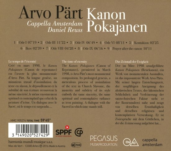 Cappella Amsterdam & Daniel Reuss - Kanon Pokajanen (CD)