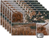 Set de table - Scottish Highlander - Fleurs - Plantes - 45x30 cm - 6 pièces