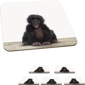 Onderzetters voor glazen - Dieren - Chimpansee - Baby - 10x10 cm - Glasonderzetters - 6 stuks