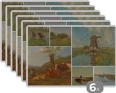 Placemat - Placemats kunststof - Collage - Nederland - Kunst - 45x30 cm - 6 stuks - Hittebestendig - Anti-Slip - Onderlegger - Afneembaar