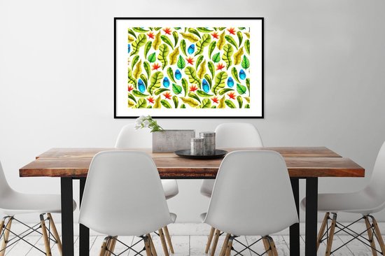 Cadre photo avec affiche - Jungle - Design - Feuilles tropicales - 90x60 cm - Cadre pour affiche