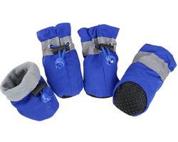 Hondenschoenen - Gripzolen - Elastische Sluiting - Spatbestendig - 4 St. - Blauw – 4,5 x 4 cm