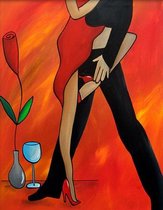 Schilderij salsa passion 60 x 90 Handgeschilderd - Artello - handgeschilderd schilderij met signatuur - schilderijen woonkamer - wanddecoratie - 700+ collectie Artello schilderijen