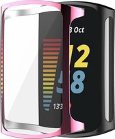 YONO Full Cover Bumper geschikt voor Fitbit Charge 5 / 6 - Siliconen Case Screen Protector Hoesje - Roze