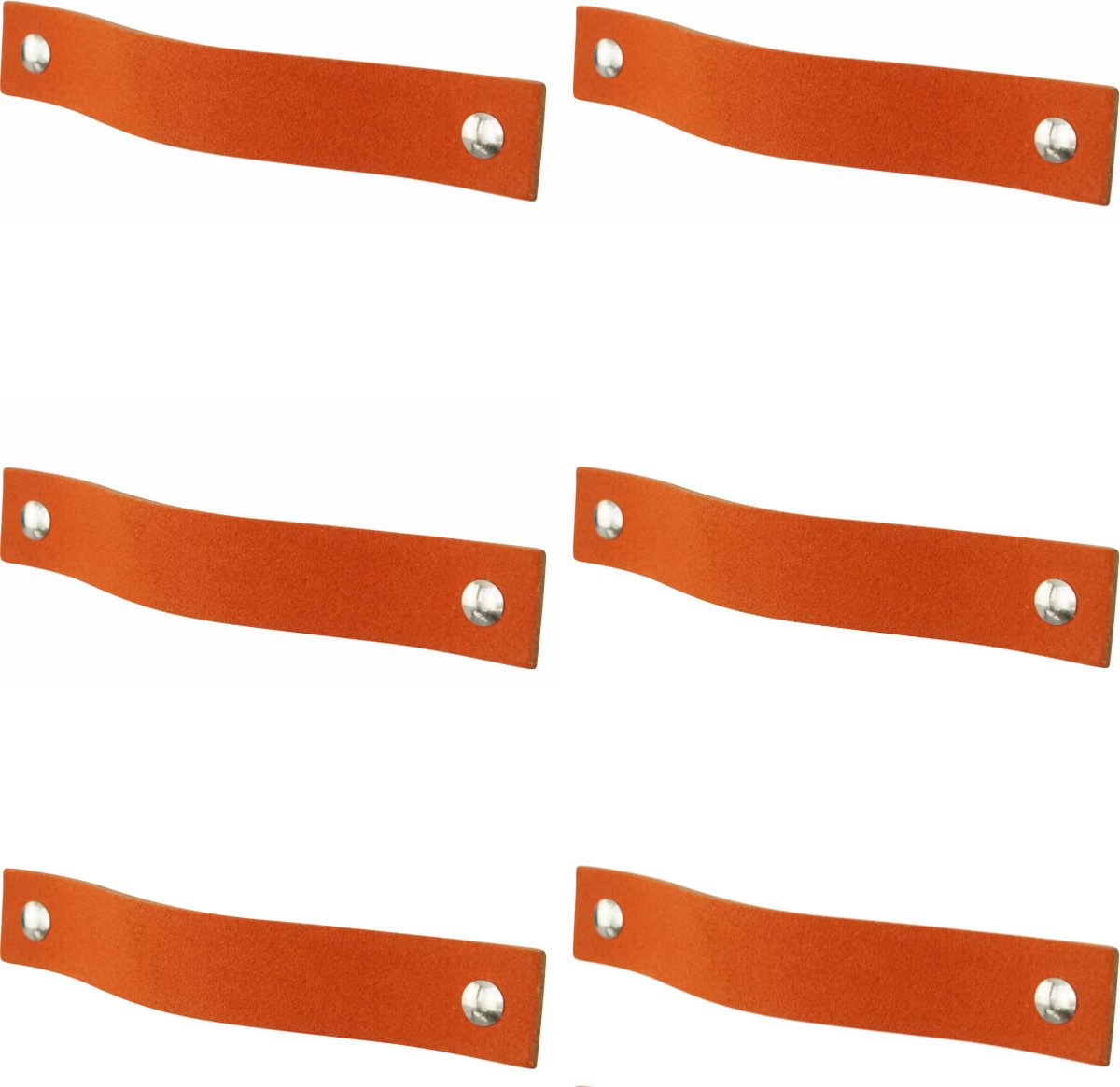 6x Leren handgrepen 'platte greep' - maat L (22,2 x 2,5 cm) - SUEDE BRICK- incl. 3 kleuren schroefjes (handgreepjes - leren grepen - greepjes - leren lusjes)