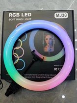 RGB LED Soft Ring Light MJ38 15inch diameter (39cm) Ring Lamp diverse kleuren met statie-voor volgers-Instagram en tik tok posts
