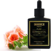 Geraniumolie – premium- 30ml - 100% puur - gedistilleerd – biologisch gecertificeerd – voedend, herstellend en antibacterieel - verlicht spanning en stress - Pelargonium Graveolens