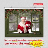 D&C Collection - poster - kerst poster - 60x45 cm - doorkijk - groen venster met Kerstman en mus - winter poster - kerst decoratie- kerstinterieur - kerst wanddecoratie