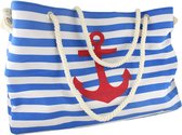 Backtonext-strandtas Lars -XXL City shopper-Boodschappentas-Blauw gestreept-Anker