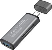 Compacte USB-C Kaartlezer Voor USB / Micro-SD / SD Kaart Grijs