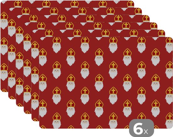 Foto: Placemat kinderen placemat placemats kunststof sinterklaas decoratie sint kinderen kids jongens meisjes kind 45x30 cm 6 stuks hittebestendig anti slip onderlegger afneembaar