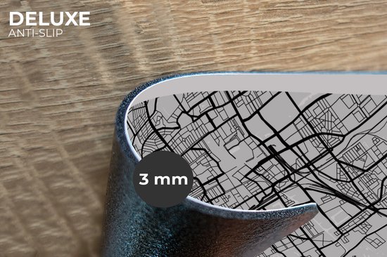 Placemat - Placemats kunststof - Kaart - Den Haag - Zwart - Wit - 45x30 cm - 6 stuks - Hittebestendig - Anti-Slip - Onderlegger - Afneembaar