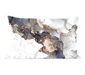 Sierkussens - Kussentjes Woonkamer - 50x30 cm - Marmer - Zwart - Wit - Goud - Luxe - Abstract
