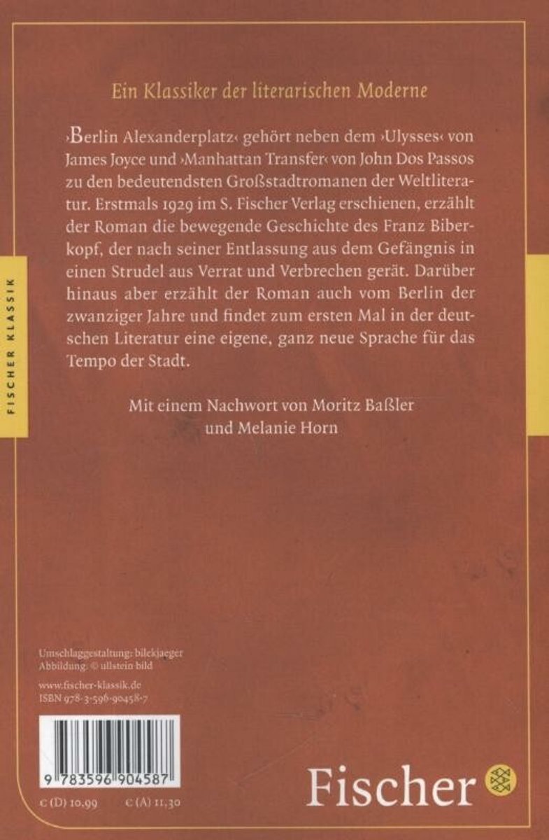 S. Fischer Verlag BERLIN ALEXANDERPLATZ, Allemand, Livre broché, 560 pages - back cover