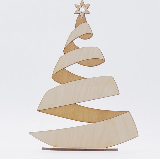 Kerstboom van CoolCuts - Modern ontwerp - Bouwpakket - Houten 24 cm -... | bol.com