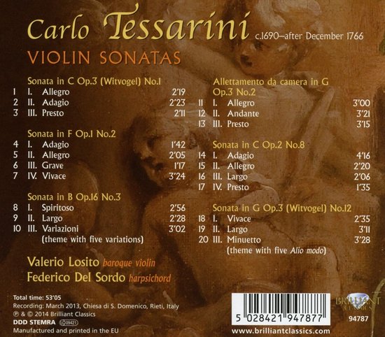 Valerio Losito & Federico del Sordo - Tessarini: Violin Sonatas (CD) - Valerio Losito & Federico Del Sordo