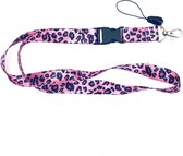 Keycord / Lanyard / Sleutelkoord / Badgehouder | Luipaard / Panterprint | roze