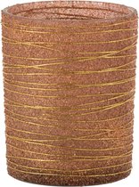 J-Line T-Lichthouder Lijnen Glitter Glas Terracotta/Goud Large Set van 4 stuks