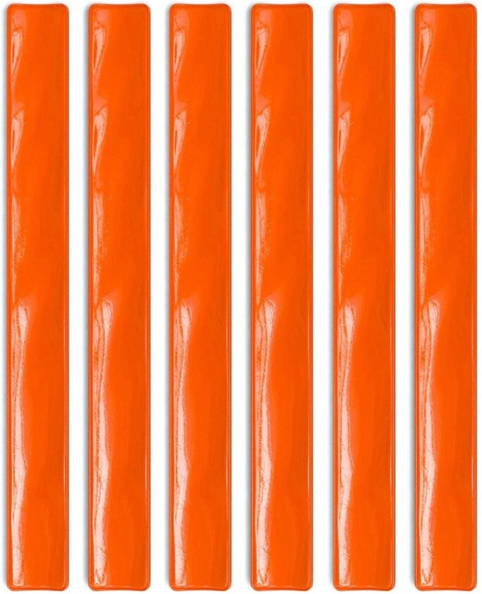 SVH Company 6 Stuks Reflecterende Banden – Set van 6 Straps Armbanden Armband – Zelfoprollend – Oranje