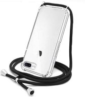 iPhone 7/8 Plus transparant TPU hoesje met koord - Zwart koord - TPU - Stevig - Telehoesje - Goedkoop - Necklace - Neckstrap - Telefoon koord - Telefoonhoesje met koord - Ketting k