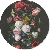 Muismat - Mousepad - Rond - Stilleven met bloemen in een glazen vaas - Schilderij van Jan Davidsz. de Heem - 20x20 cm - Ronde muismat