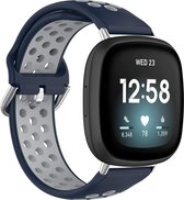 Siliconen Smartwatch bandje - Geschikt voor  Fitbit Versa 3 sport band - blauw/grijs - Maat: L - Strap-it Horlogeband / Polsband / Armband