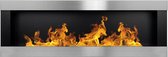 Bioethanolhaarden.com - Wandhaard - Inbouwhaard - Sfeerhaard - Inbouwhaard / Wandhaard Zilver H-Line 3D 140 x 40 CM - Bio Ethanol Design Wandhaard - Hang Haard - Sfeerhaard Open Haard Moderne