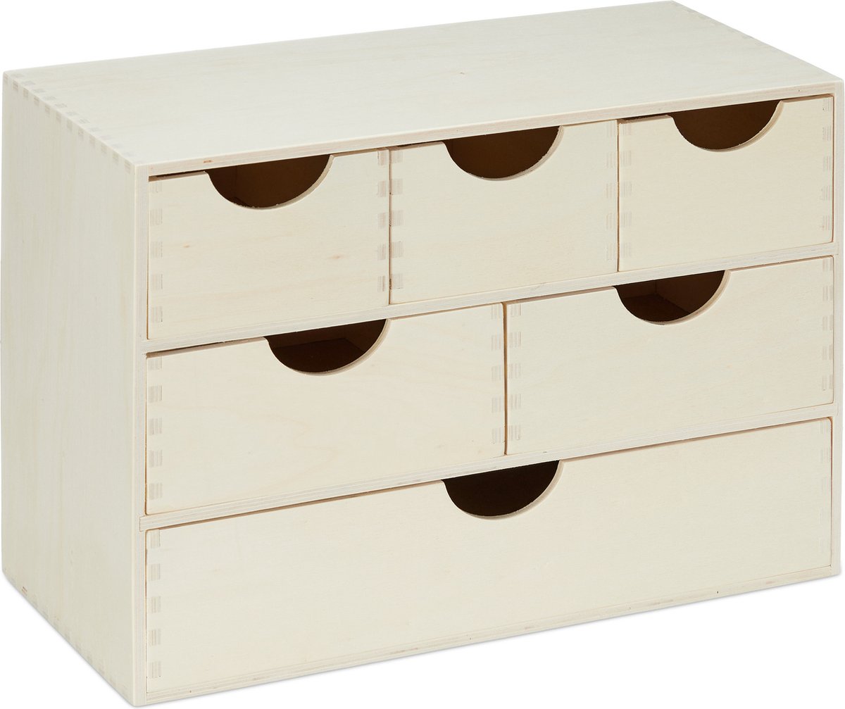 Relaxdays Miniladekast hout - ladekastje klein - kastje op bureau - bureau  organizer | bol.com