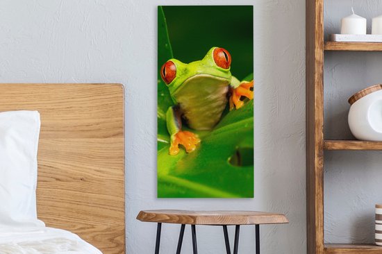 Tableau Grenouille - Feuilles - 20x40 cm - Décoration murale