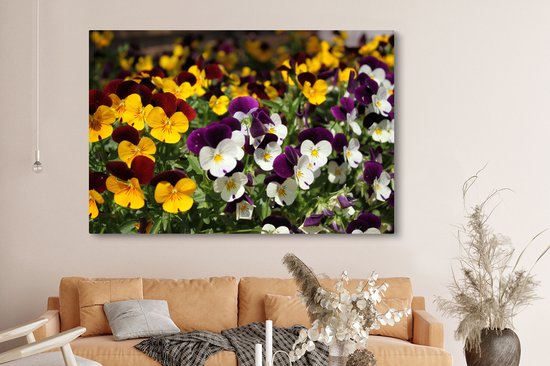 Toile Peinture Violettes Colorées - 180x120 cm - Décoration murale XXL