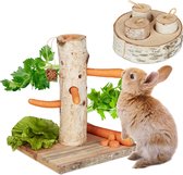 Relaxdays konijnen speelgoed - voerboom - intelligentiespeelgoed cavia - knaagdierspeeltje