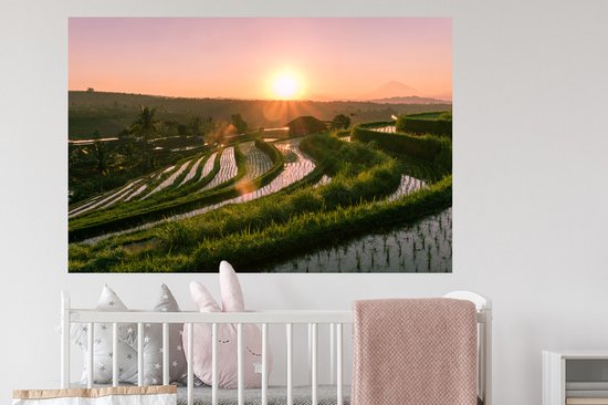 Stickers Stickers muraux - Rizières en Indonésie avec coucher de soleil - 120x80 cm - Film adhésif