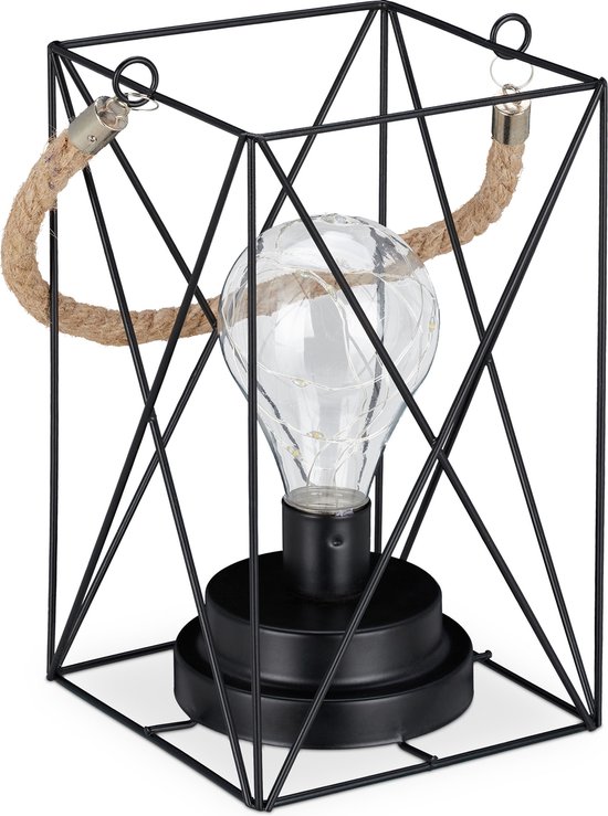 Verzwakken Kraan Giraffe Relaxdays tafellamp op batterijen - industriële lamp - draadlamp vintage -  warmwit - LED | bol.com