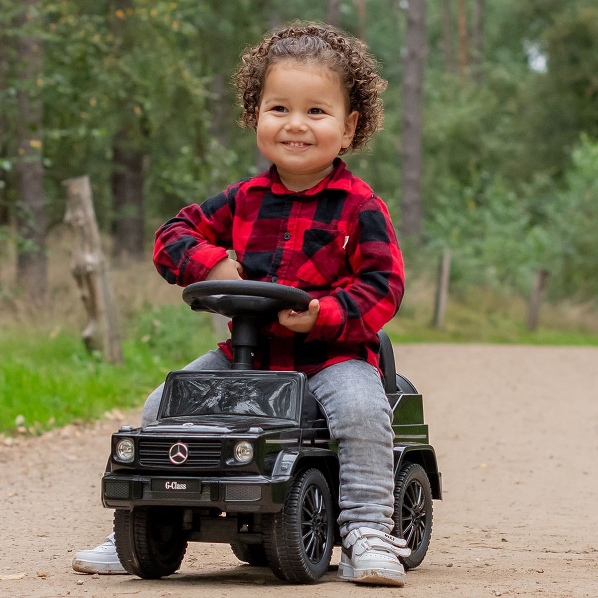 Bandits & Angels Loopauto Mercedes Benz G350D Zwart vanaf 1 jaar voor Jongens en Meisjes - Stimuleert Motorische Vaardigheden - Loopwagen 24 cm - Zwarte Loop Auto — afbeelding 4