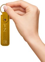 ENROUGE Key Holder Classic SUNSHINE YELLOW | Luxe Sleutelhanger van Echt Leer | Gepersonaliseerd met Naam of Initialen | 100% Leder | Cadeautip Inclusief Geschenkverpakking