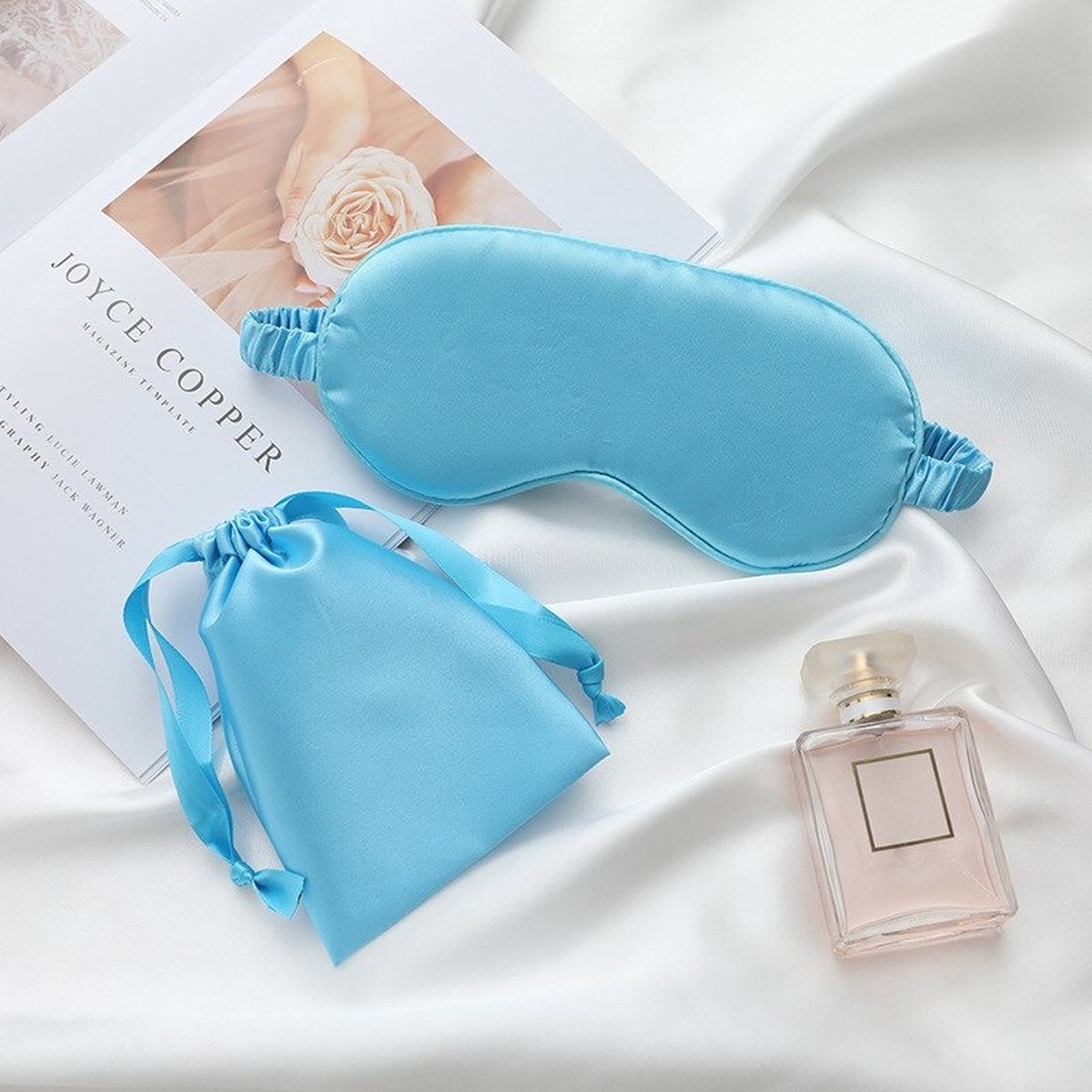 Premium Zijden Slaapmasker - 100% Moerbeizijde - Lichtblauw