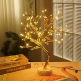 Exalight Bonsai Nachtlamp - Sfeerlicht - Decoratie - Slaapkamer - LED licht - Draadloos - Kerst en Nieuwjaar - Gouden Bladeren