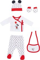 Disney Babykledingset Mickey Mouse Katoen Wit/rood 6-delig Maat 50/68