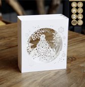 3D Popup wenskaart Romantische Sneeuwvlokken met Berichtenpaneel pop-up wenskaart - Incl. envelop & 8 feestelijke sluitzegels - Complete set