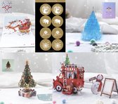 3D Popupkaarten - Kerstkaarten Voordeelset met 4 Luxe 3D kerstkaarten Pop-up wenskaarten incl. Enveloppen en 8 Feestelijke sluitzegels