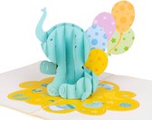 Hartensteler - 3D Pop-Up Wenskaart - Baby Olifant Kaart - Baby Elephant Pop Up Card