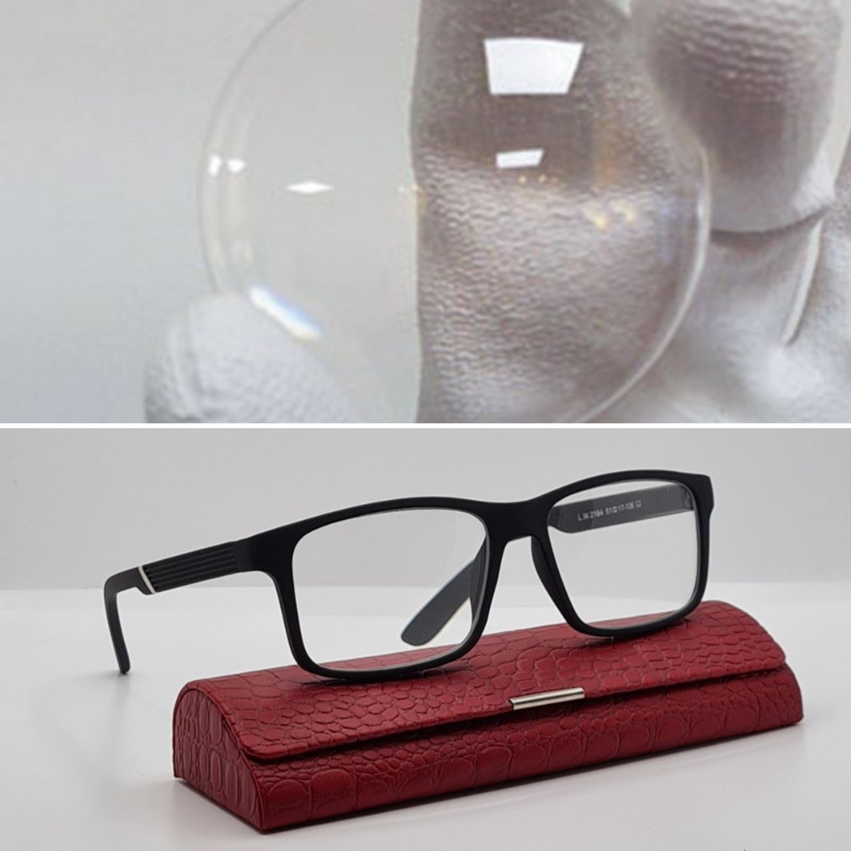 Leesbril met MINERAAL GLAS +4.0 - zwarte bril op sterkte +4,0 - leesbril met brillenkoker en microvezel doek - Fedrov 2184 C2 - lunettes verre minéral - Aland optiek